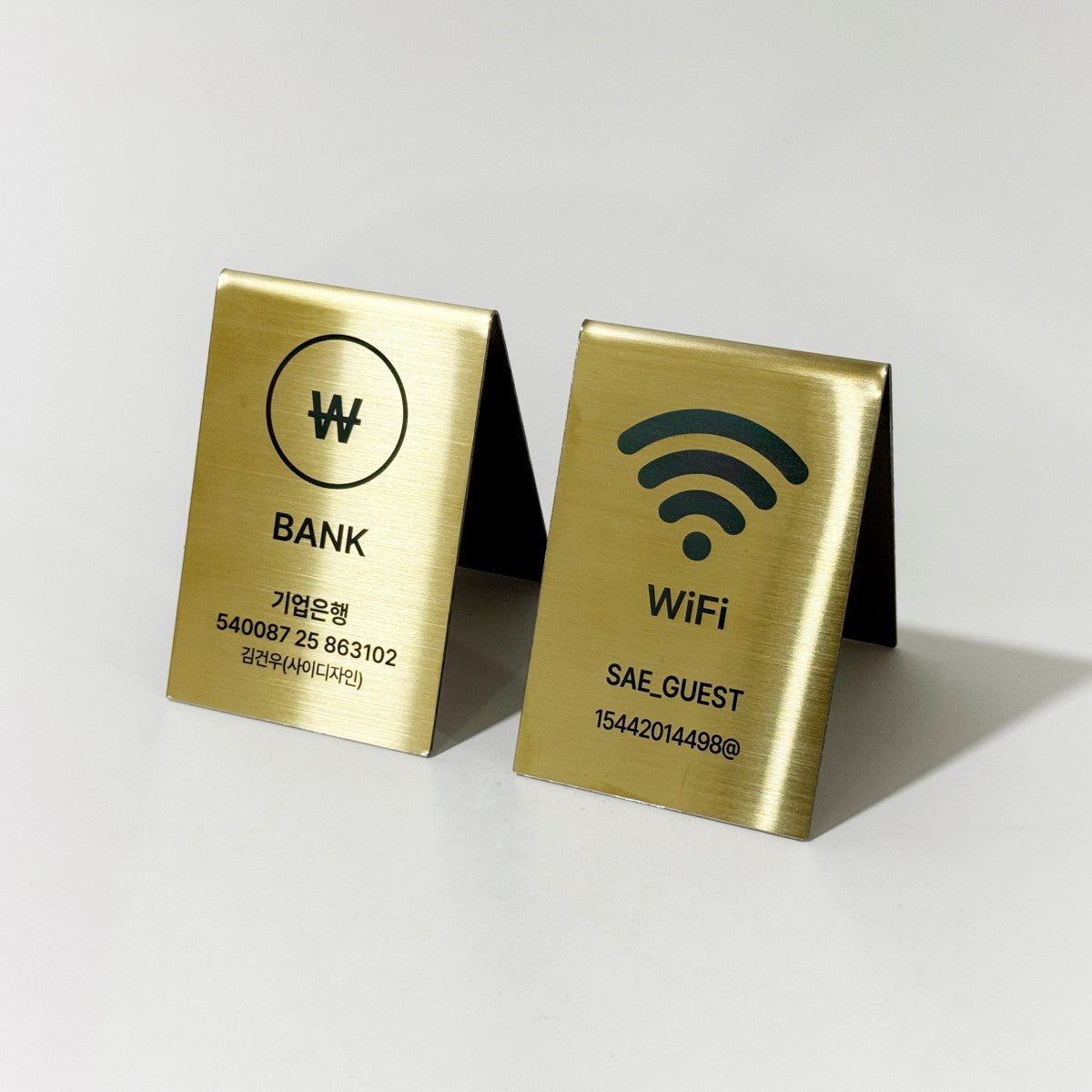 스탠드형 A타입 골드 스테인리스 데스크 사인 테이블 텐트 메뉴판 예약석