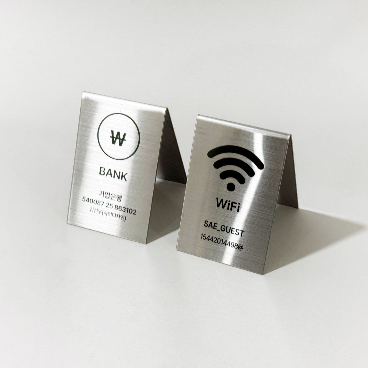 스탠드형 A타입 실버 스테인리스 데스크 사인 테이블 텐트 메뉴판 예약석