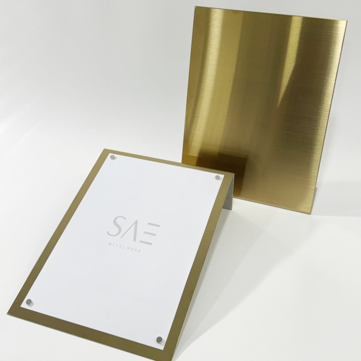 Stainless steel freestanding POP plate, gold, 240×80×320mm