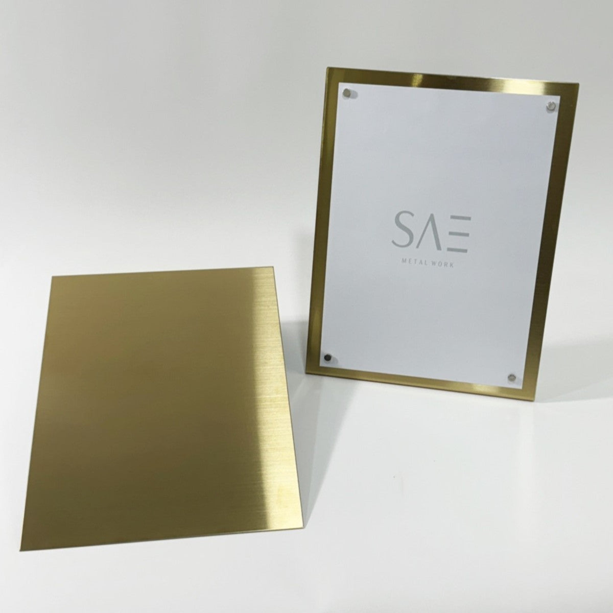 Stainless steel freestanding POP plate, gold, 240×80×320mm