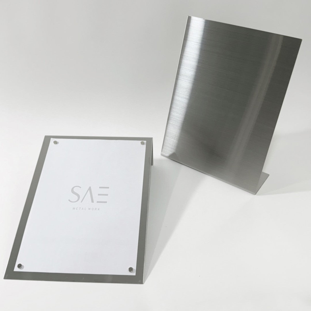 Stainless steel freestanding POP plate, silver, 240×80×320mm