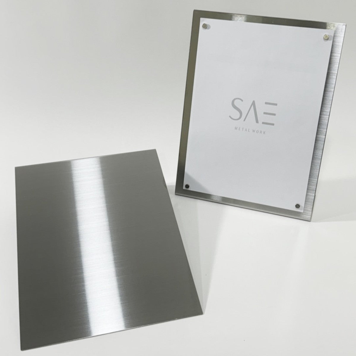 Stainless steel freestanding POP plate, silver, 240×80×320mm