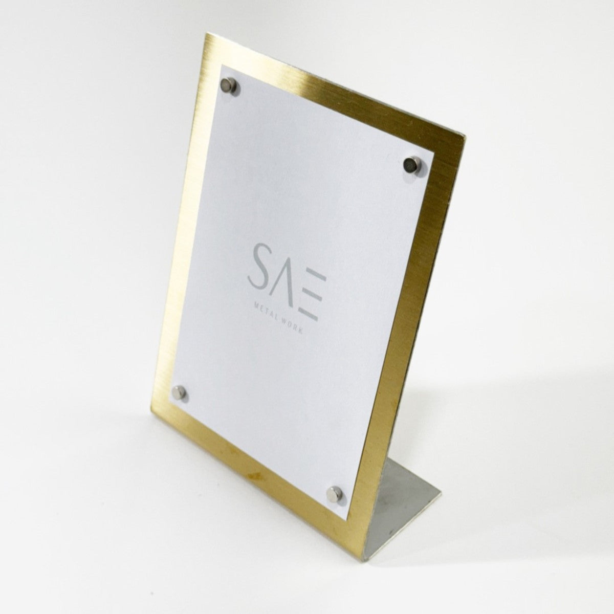 Stainless steel freestanding POP plate, gold, 170×60×230mm