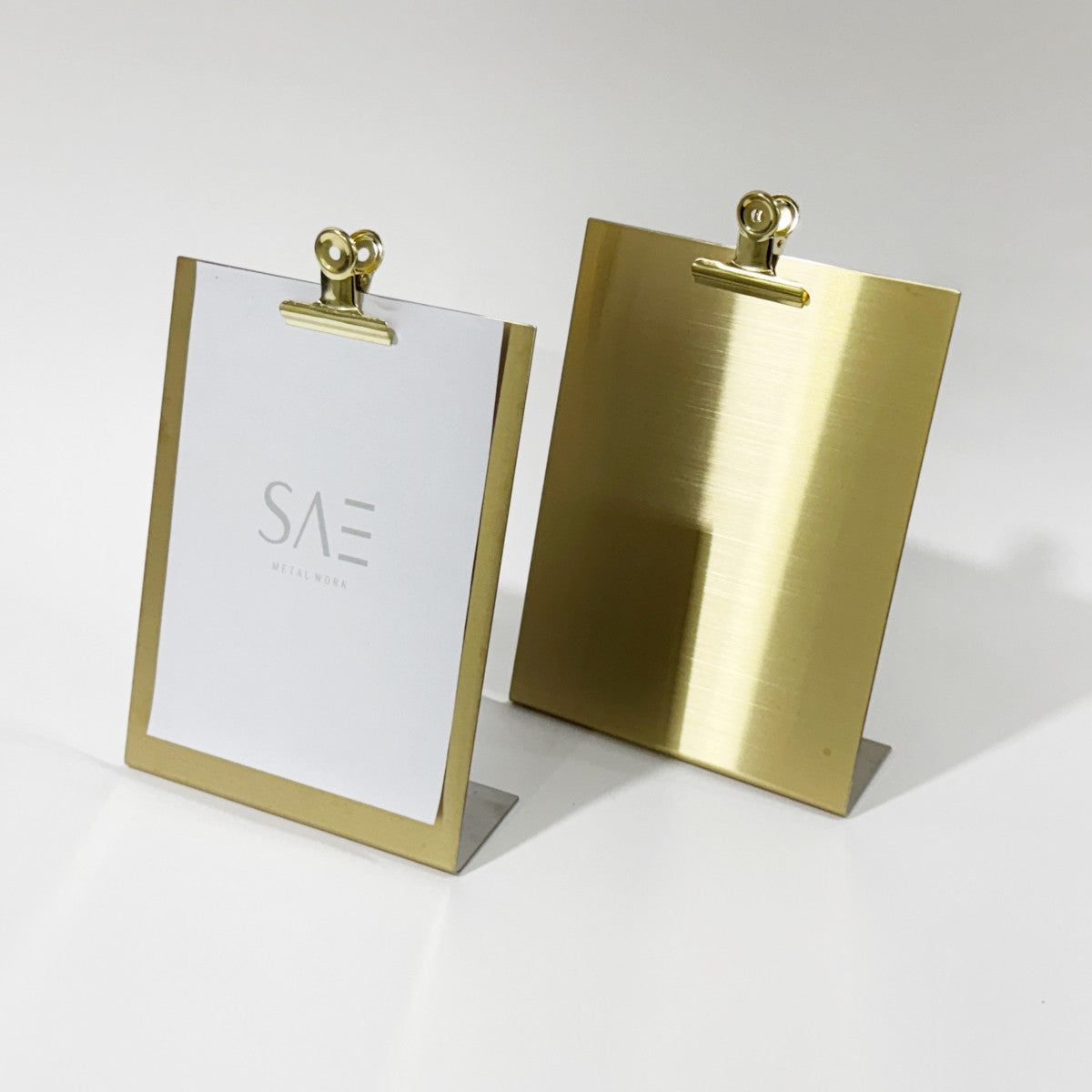 Stainless steel freestanding POP plate, gold, 170×60×230mm