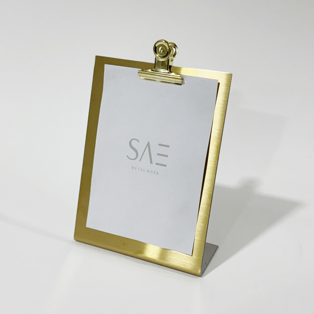 Stainless steel freestanding A6 POP plate, gold, 125×50×170mm