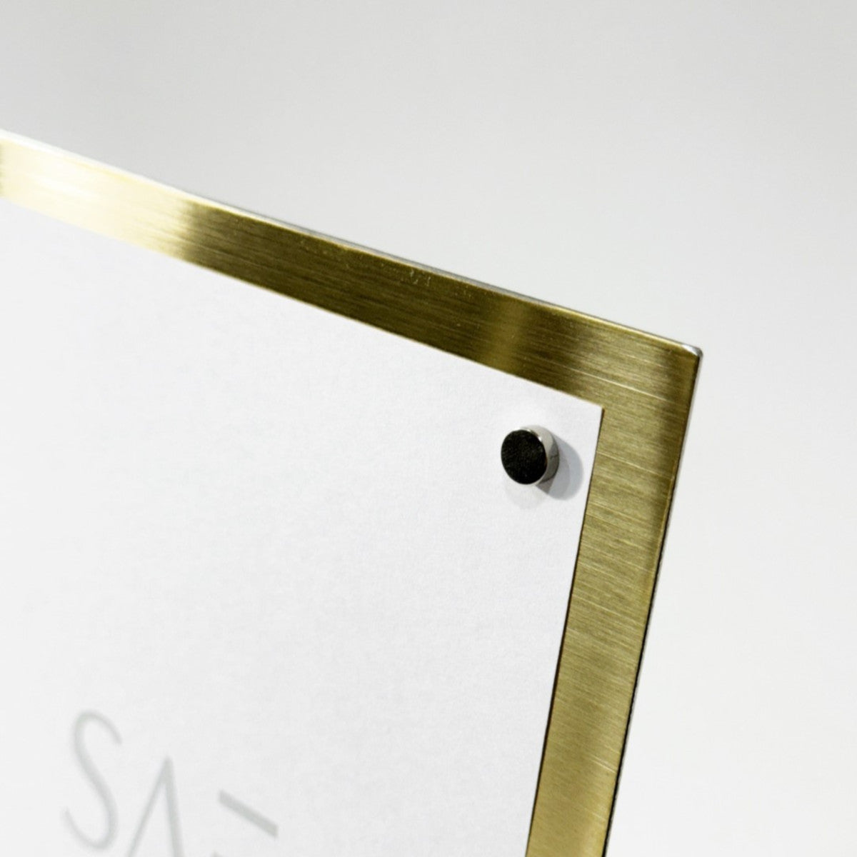 Stainless steel freestanding A6 POP plate, gold, 125×50×170mm