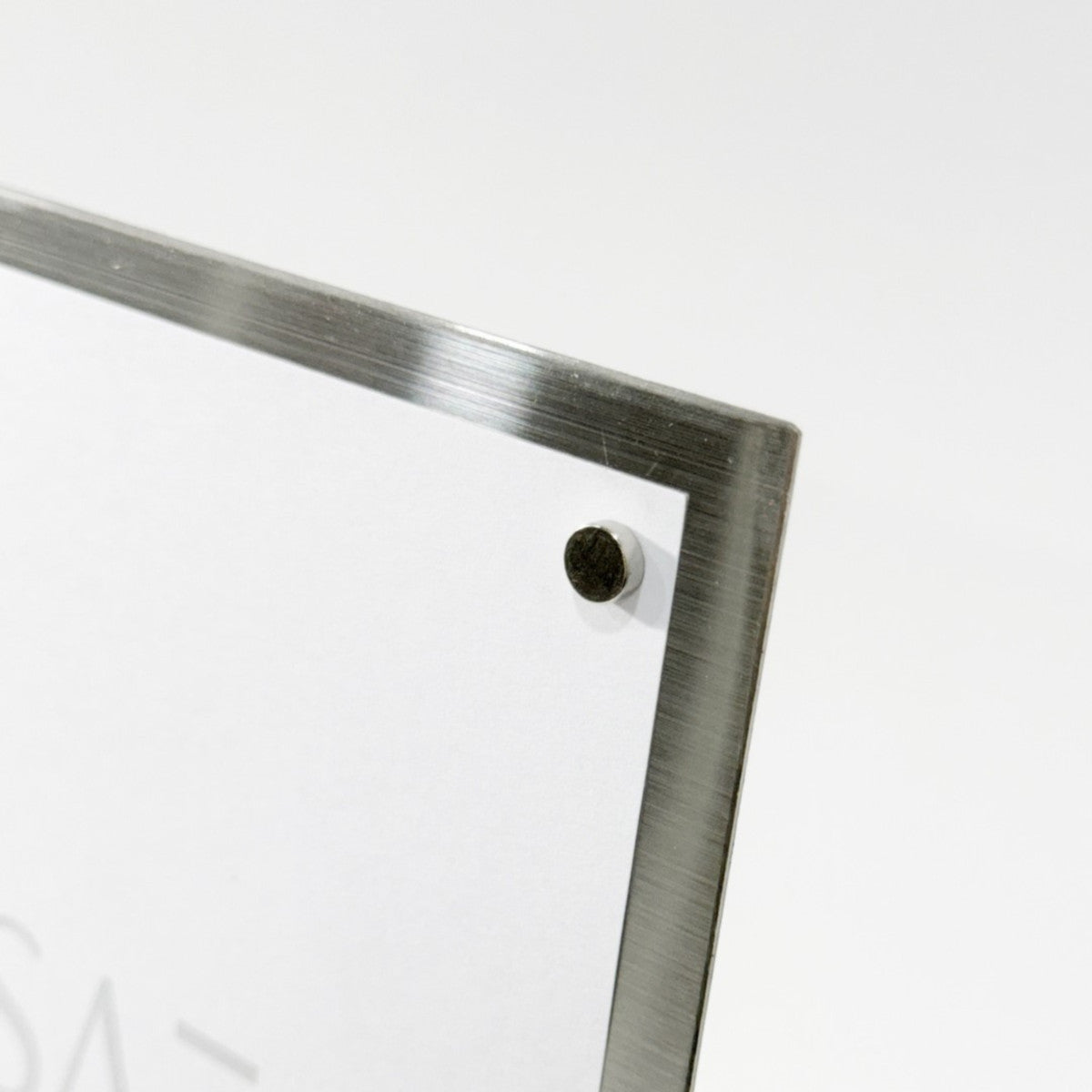 Stainless steel freestanding A6 POP plate, silver, 125×50×170mm
