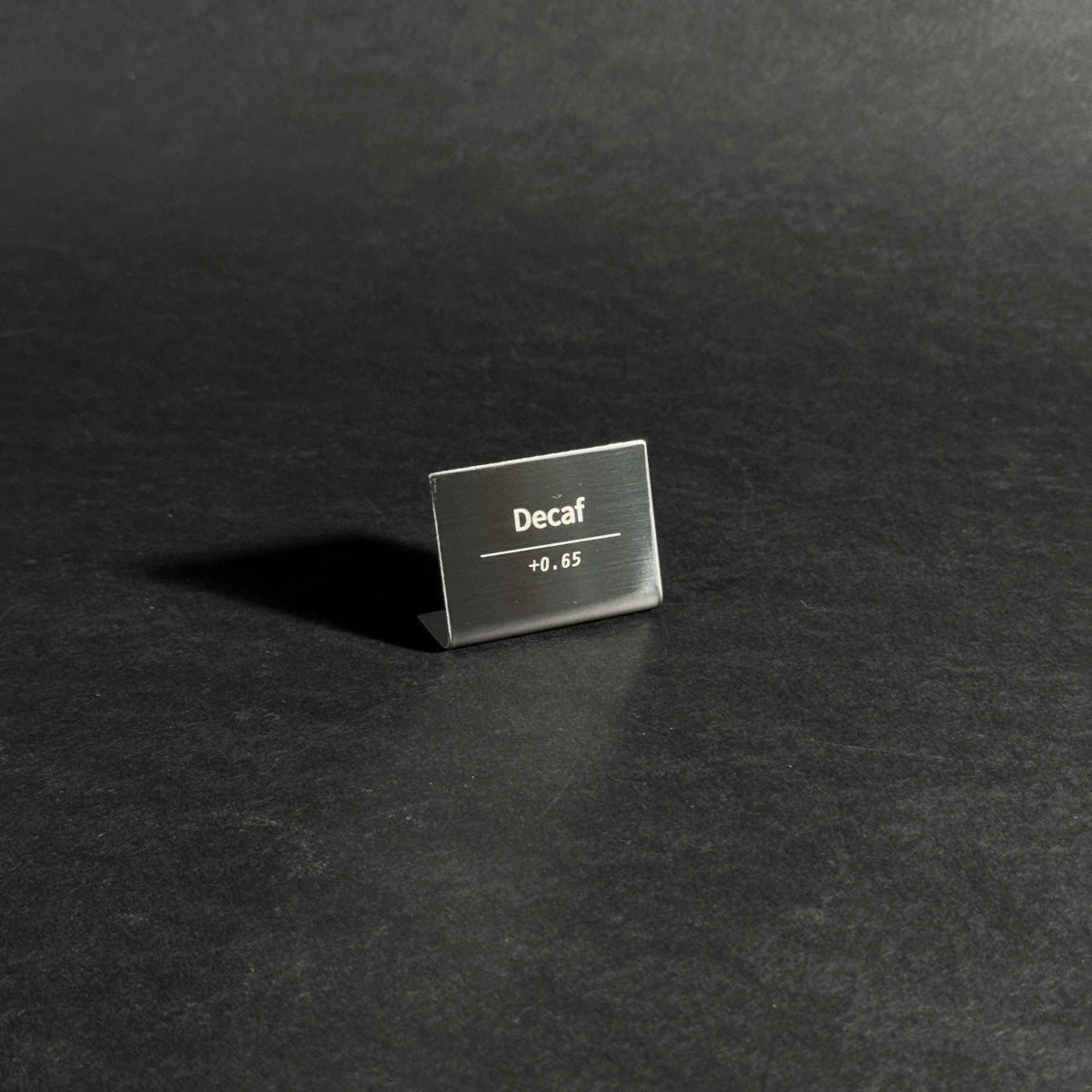 Bent Metal Laser Marked Price Tag Black 50x35mm for bakery display and cafe menu labeling