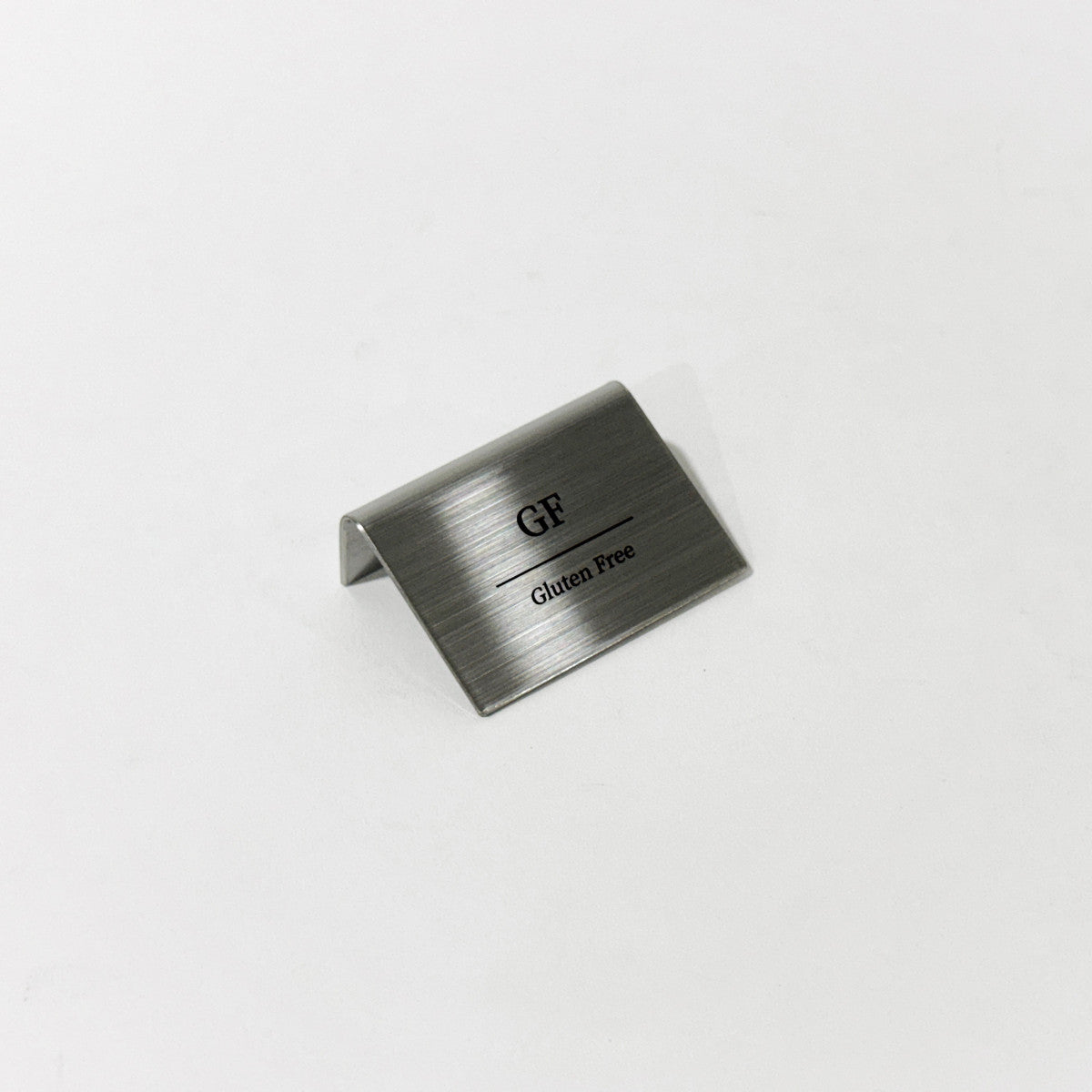 Bent Metal Laser Marked Price Tag Silver 50x35mm for bakery display and cafe menu labeling