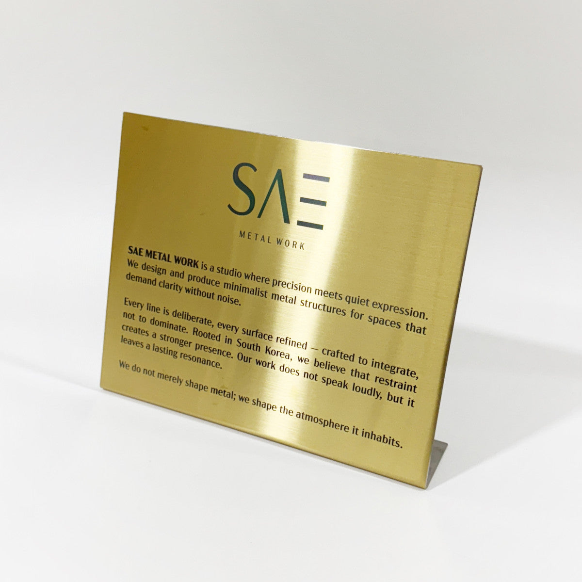 Stainless steel freestanding POP plate, gold, 300×60×240mm