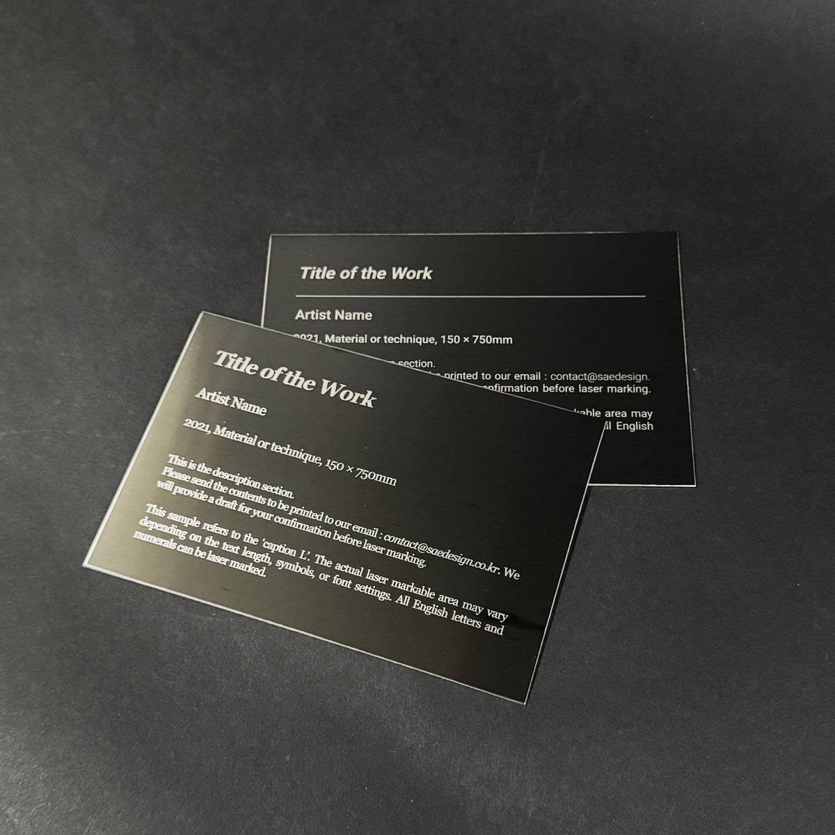 Stainless steel caption plate, black, 150×100mm from SIDE collection