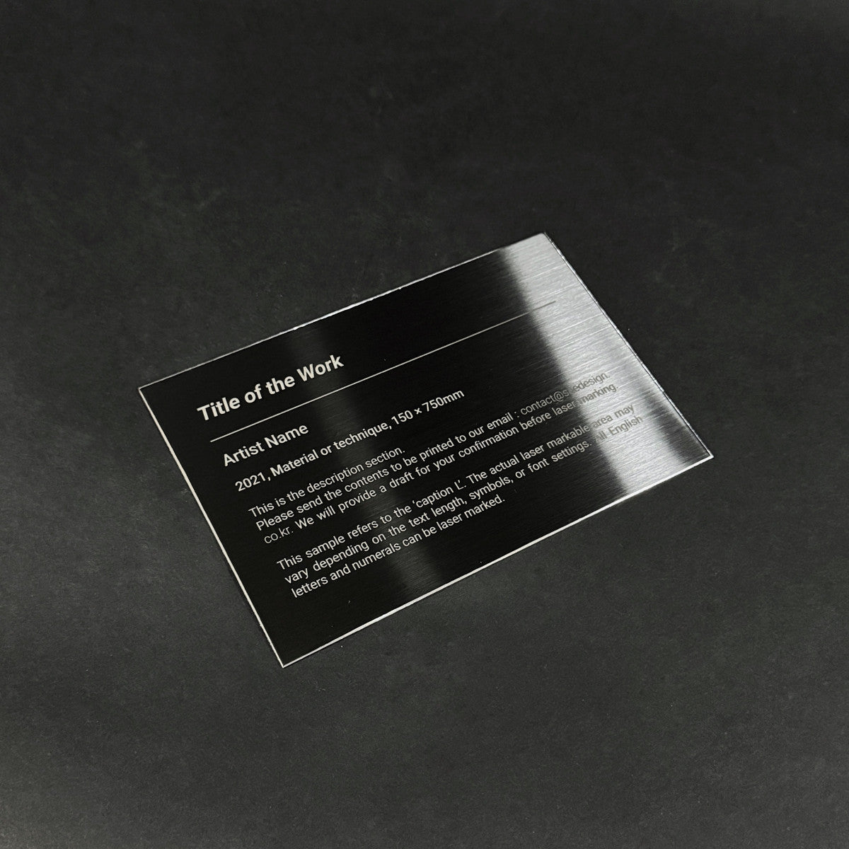 Stainless steel caption plate, black, 150×100mm from SIDE collection