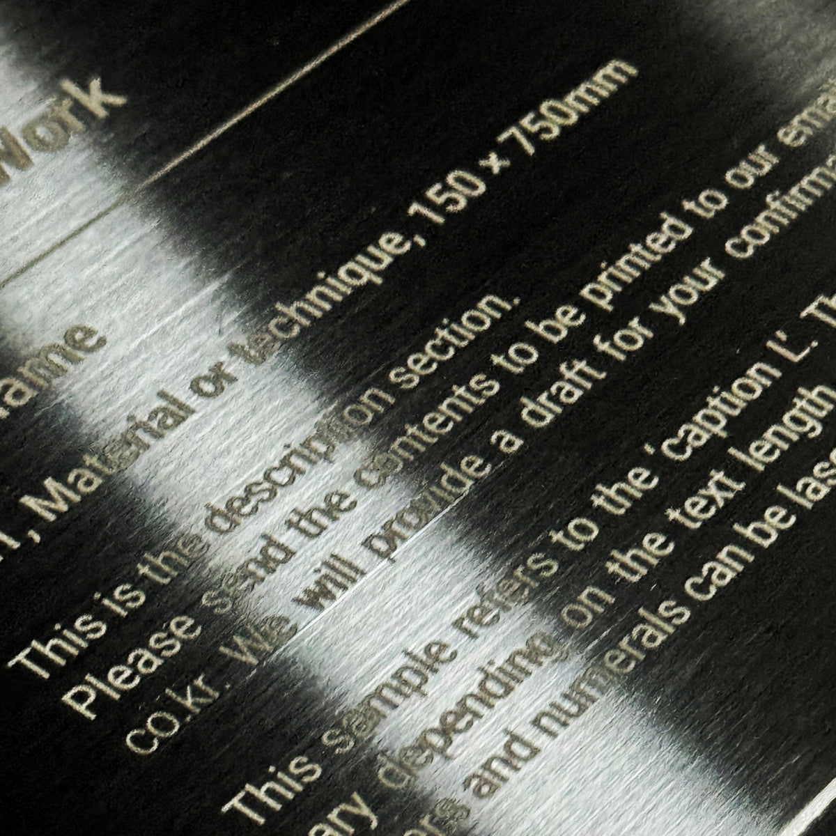 Stainless steel caption plate, black, 150×100mm from SIDE collection