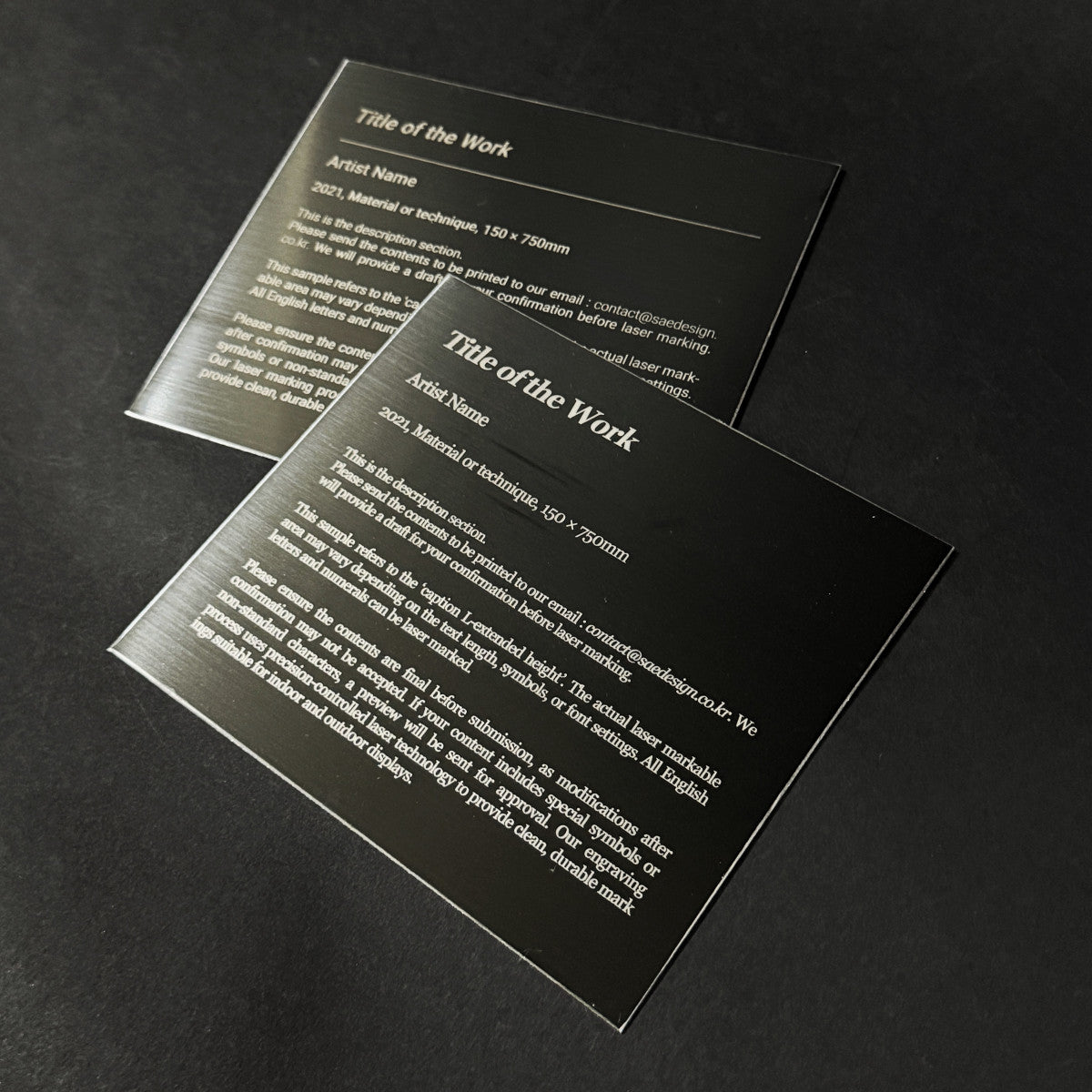 Stainless steel caption plate, black, 150×130mm from SIDE collection
