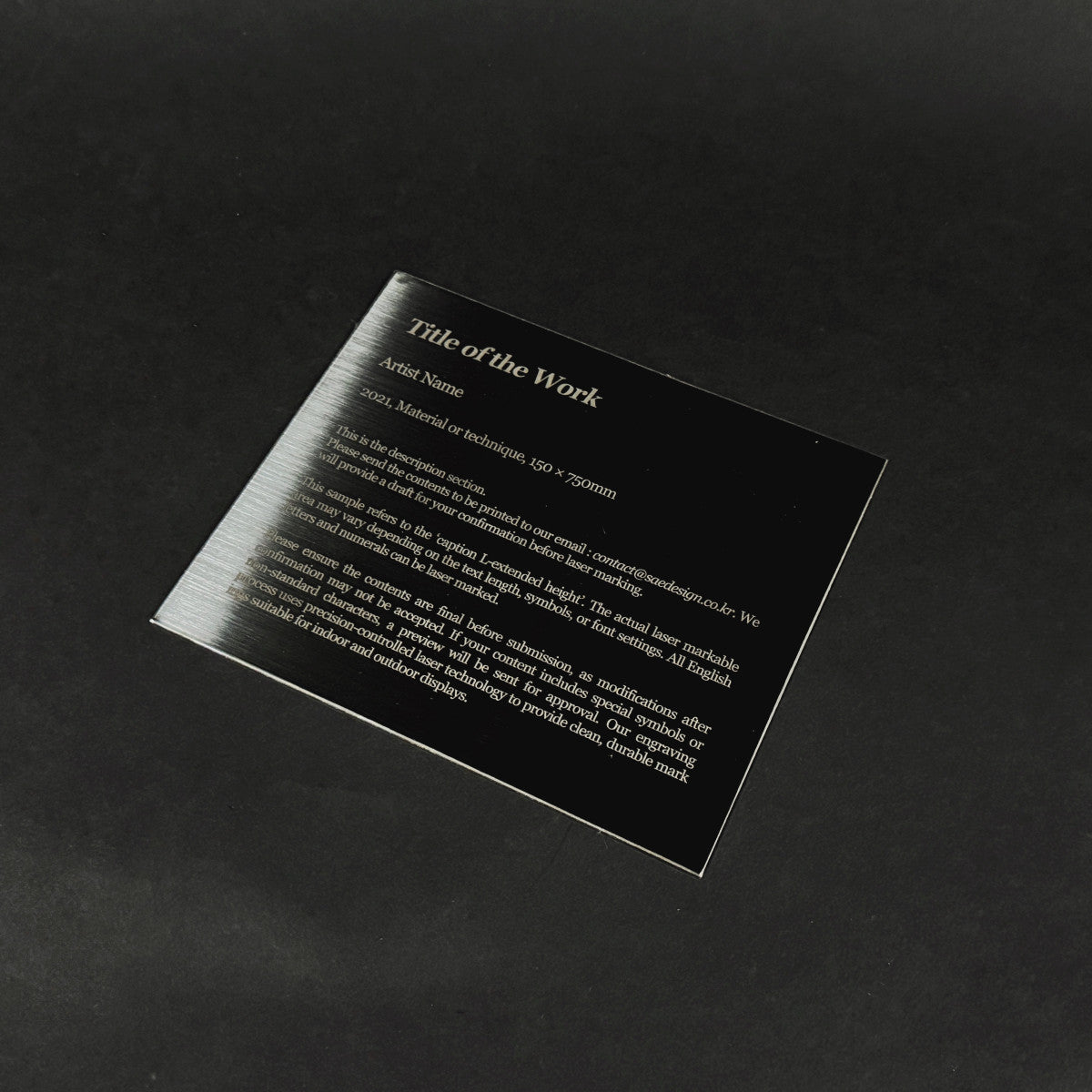 Stainless steel caption plate, black, 150×130mm from SIDE collection