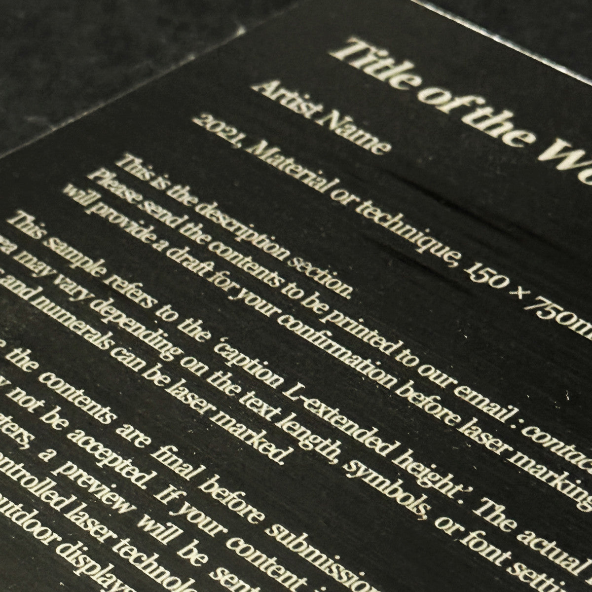 Stainless steel caption plate, black, 150×130mm from SIDE collection