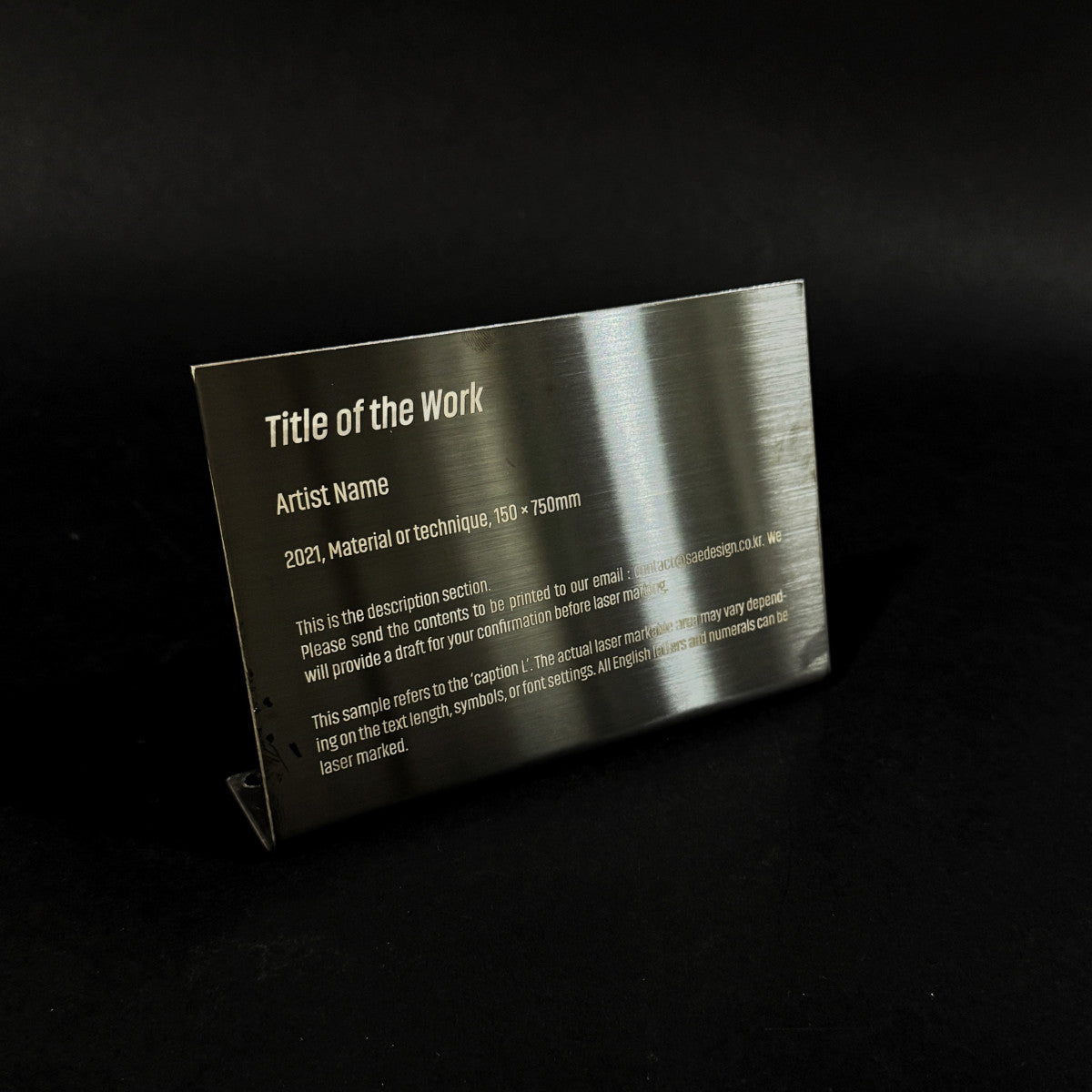 Stainless steel caption plate, black, 150×30×100mm from SIDE collection
