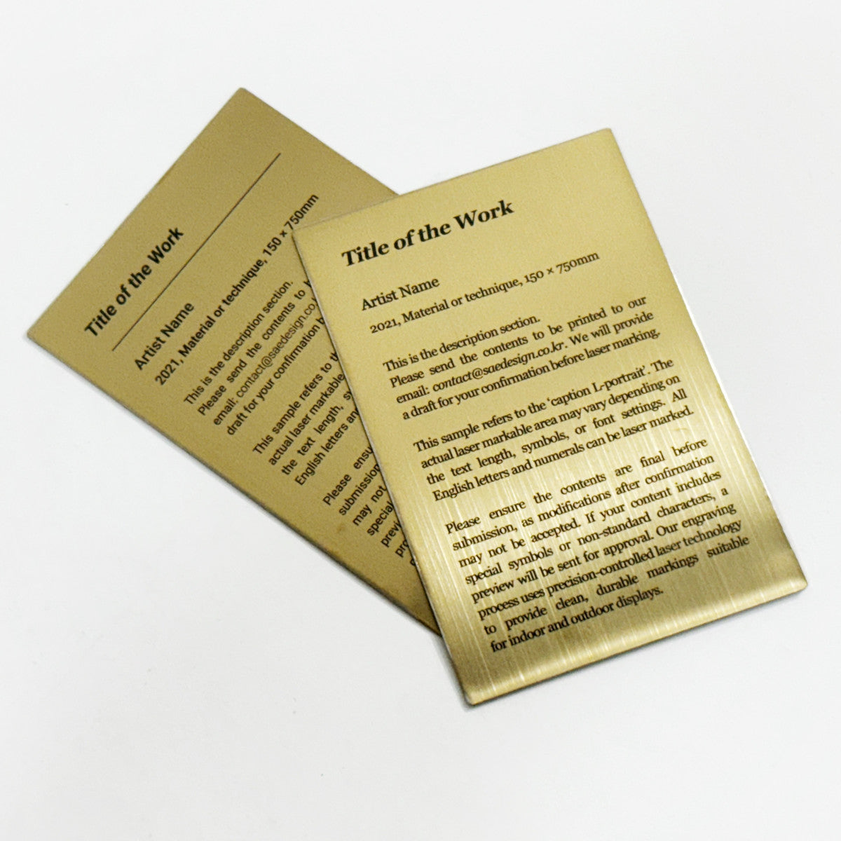 Stainless steel caption plate, gold, 100×150mm from SIDE collection