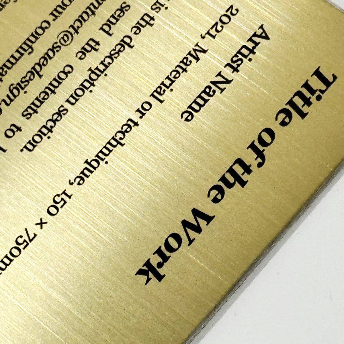 Stainless steel caption plate, gold, 100×150mm from SIDE collection