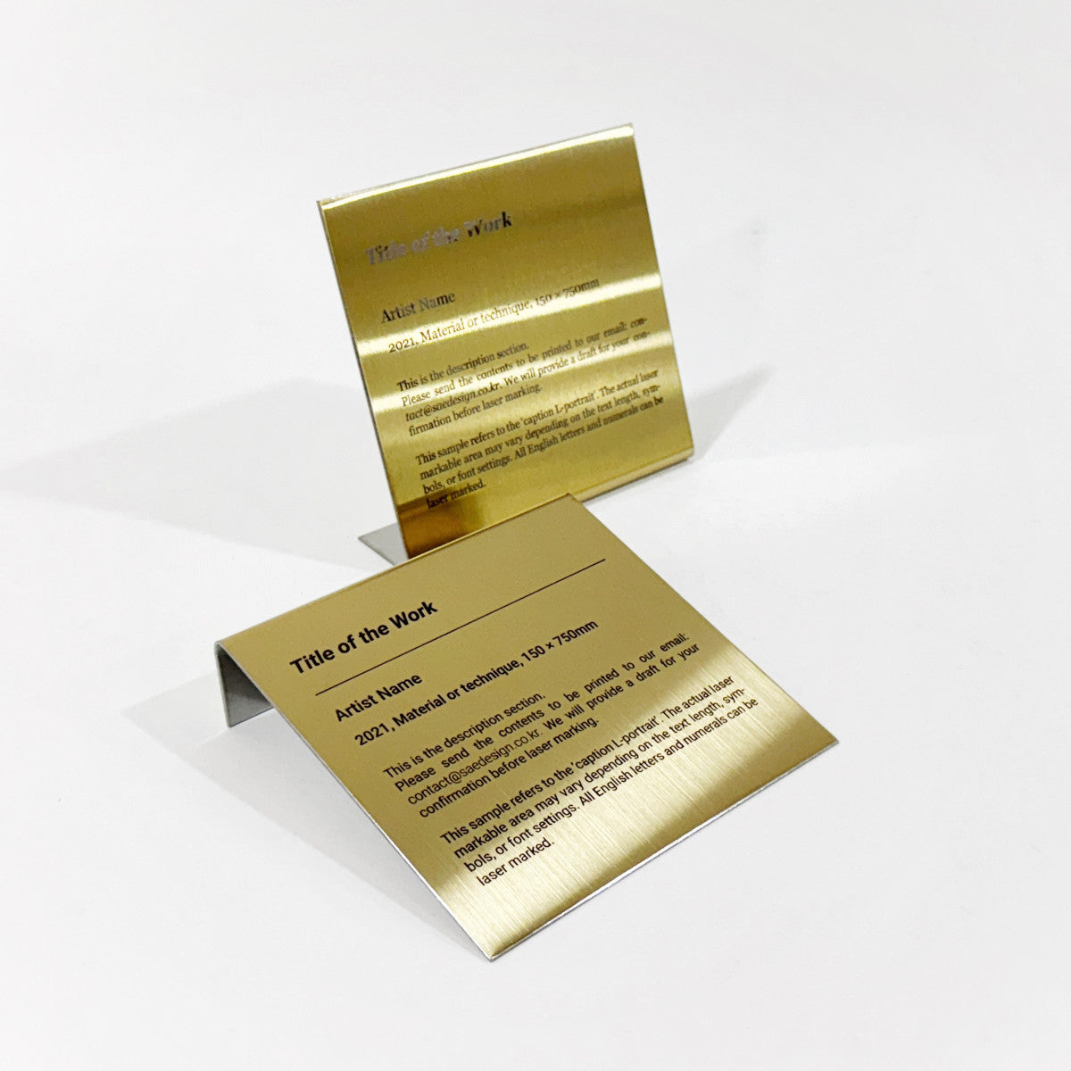 Stainless steel caption plate, gold, 130×30×120mm from SIDE collection
