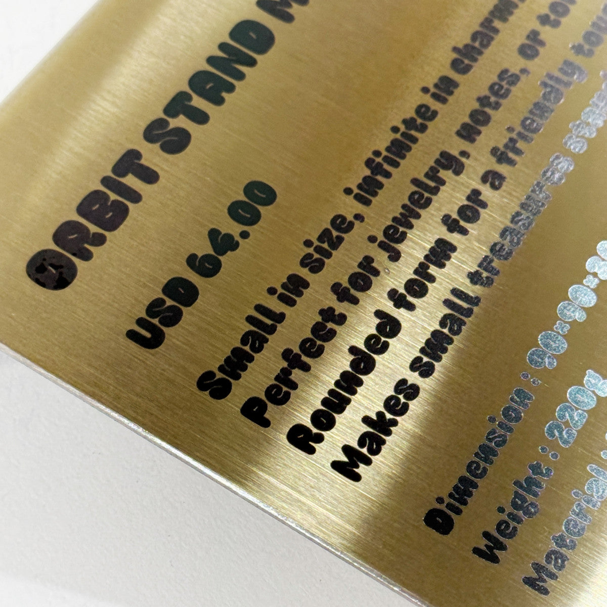 Stainless steel freestanding POP plate, gold, 130×30×120mm
