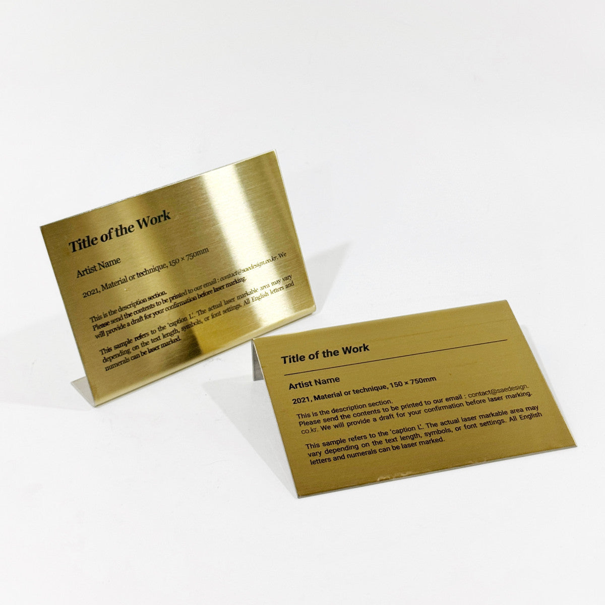Stainless steel caption plate, gold, 150×30×100mm from SIDE collection
