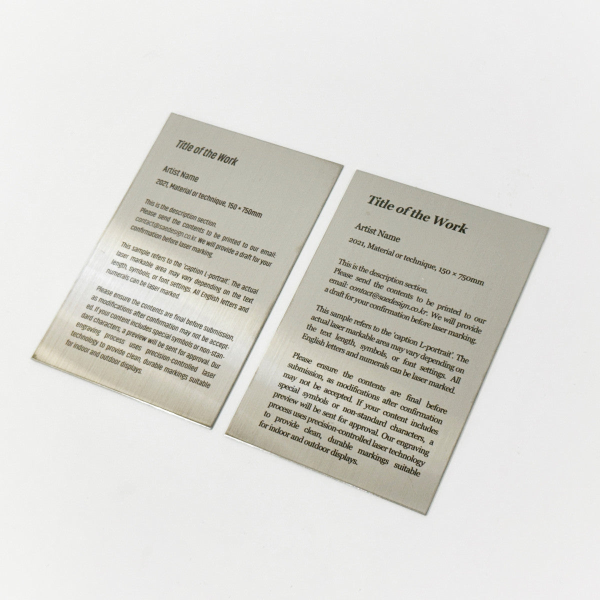 Stainless steel caption plate, silver, 100×150mm from SIDE collection