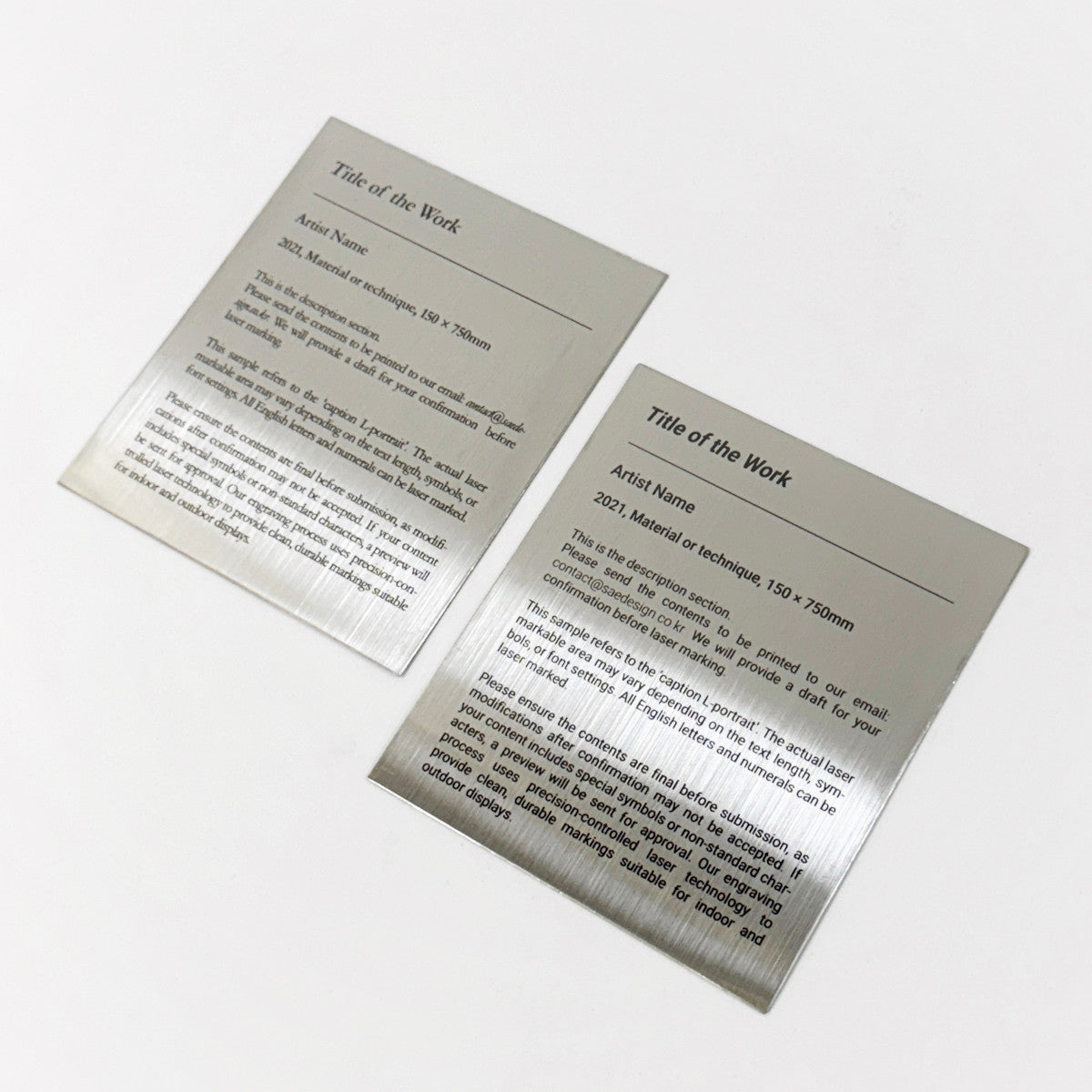Stainless steel caption plate, silver, 130×150mm from SIDE collection