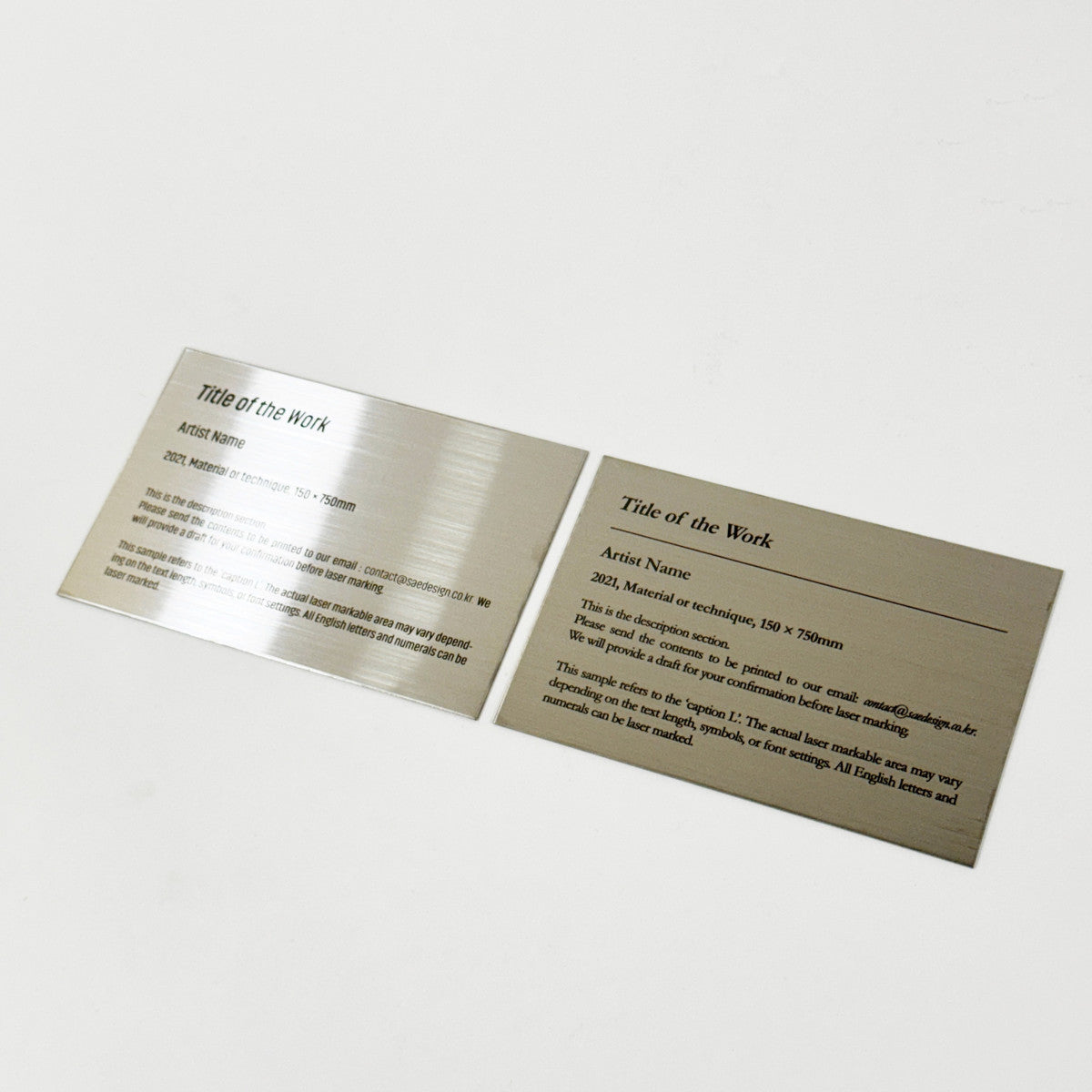 Stainless steel caption plate, silver, 150×100mm from SIDE collection