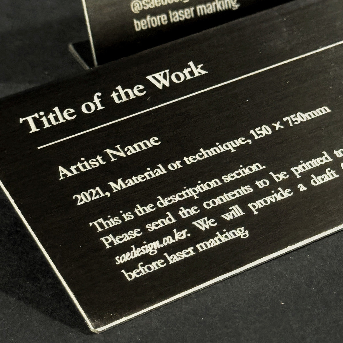 Stainless steel caption plate, black, 110×20×60mm from SIDE collection