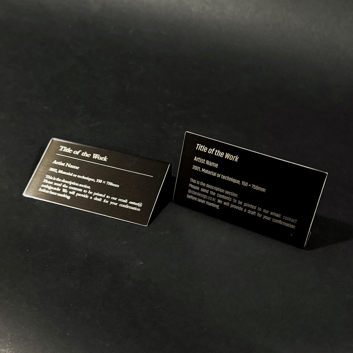 Stainless steel caption plate, black, 110×20×60mm from SIDE collection