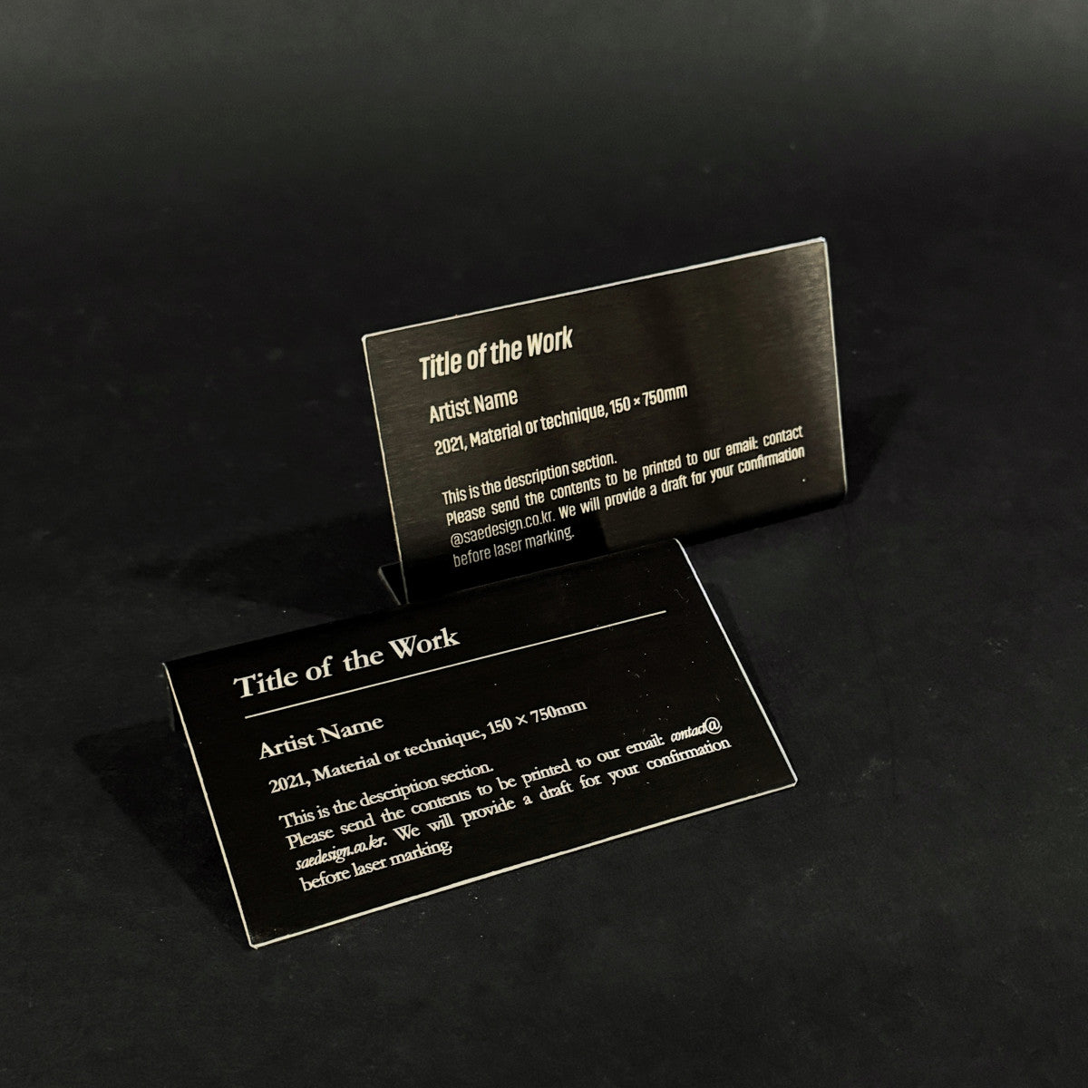 Stainless steel caption plate, black, 110×20×60mm from SIDE collection