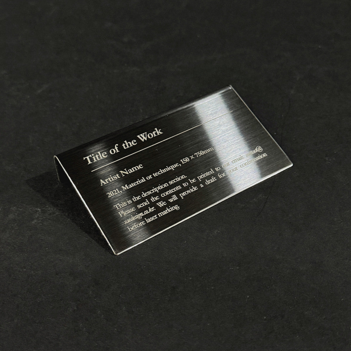 Stainless steel caption plate, black, 110×20×60mm from SIDE collection