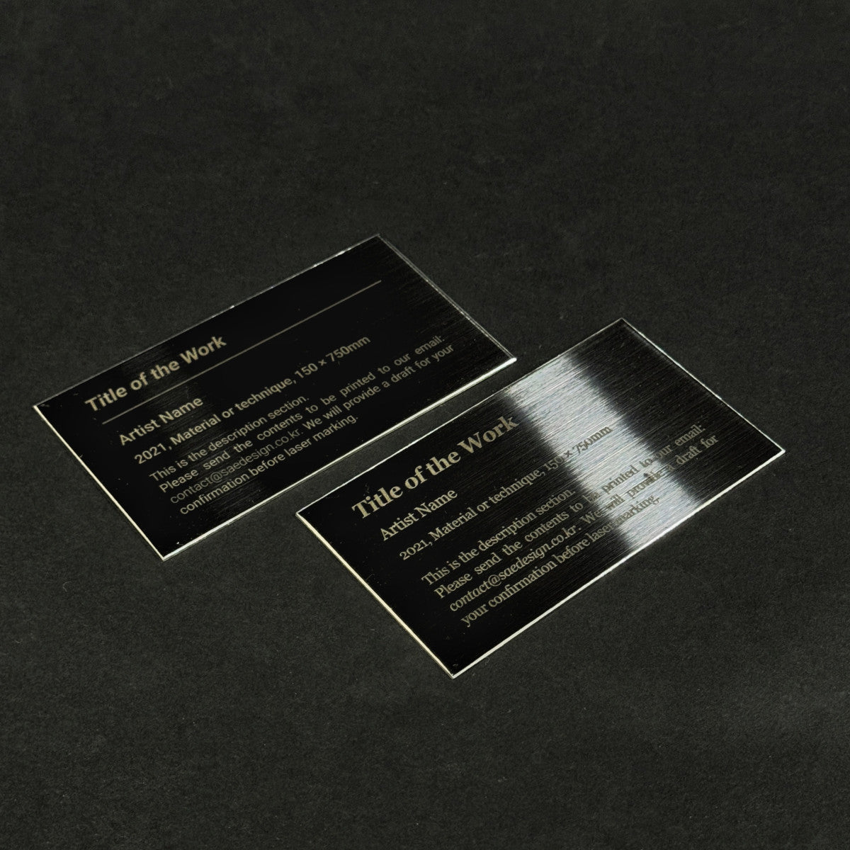 Stainless steel caption plate, black, 110×60mm from SIDE collection
