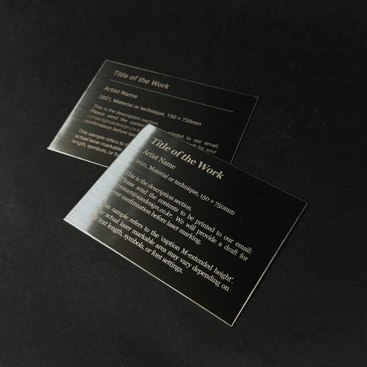 Medium Adhesive Mounted Caption Plate Black 110x80mm 4.33x3.15in Extended Height SIDE Collection