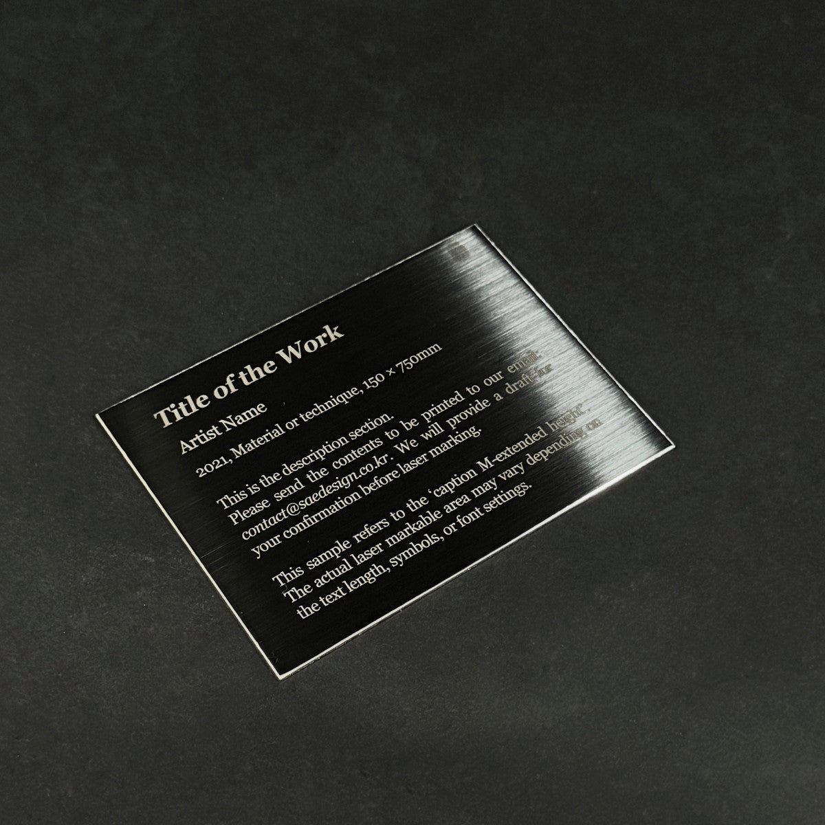 Medium Adhesive Mounted Caption Plate Black 110x80mm 4.33x3.15in Extended Height SIDE Collection