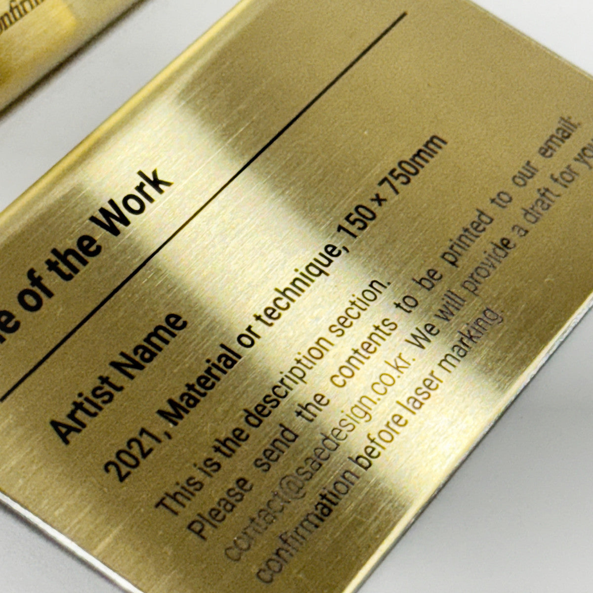 Stainless steel caption plate, gold, 110×20×60mm from SIDE collection