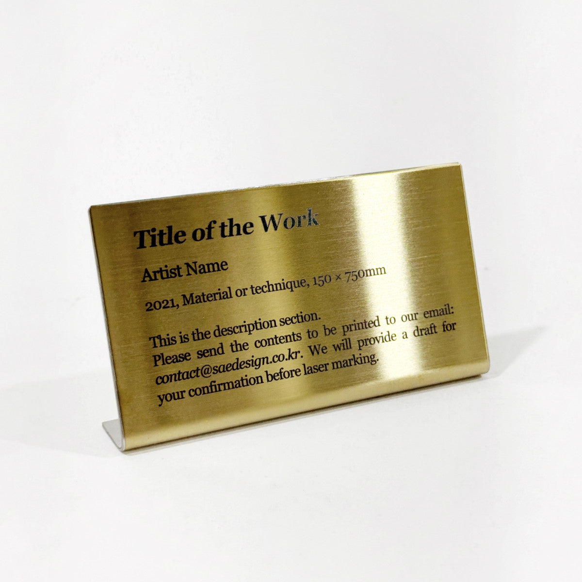 Stainless steel caption plate, gold, 110×20×60mm from SIDE collection