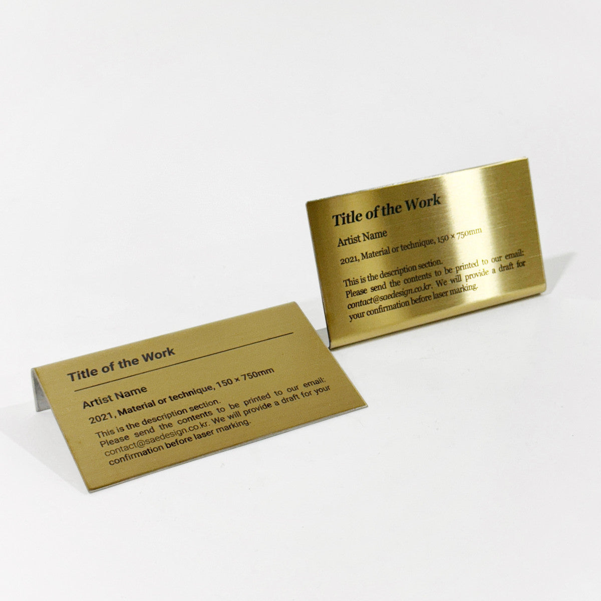 Stainless steel caption plate, gold, 110×20×60mm from SIDE collection