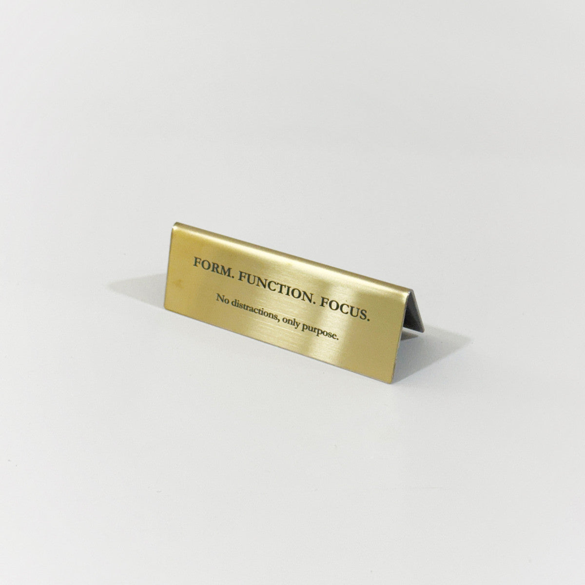 Stainless steel table tent POP plate, gold, 110×33×40mm