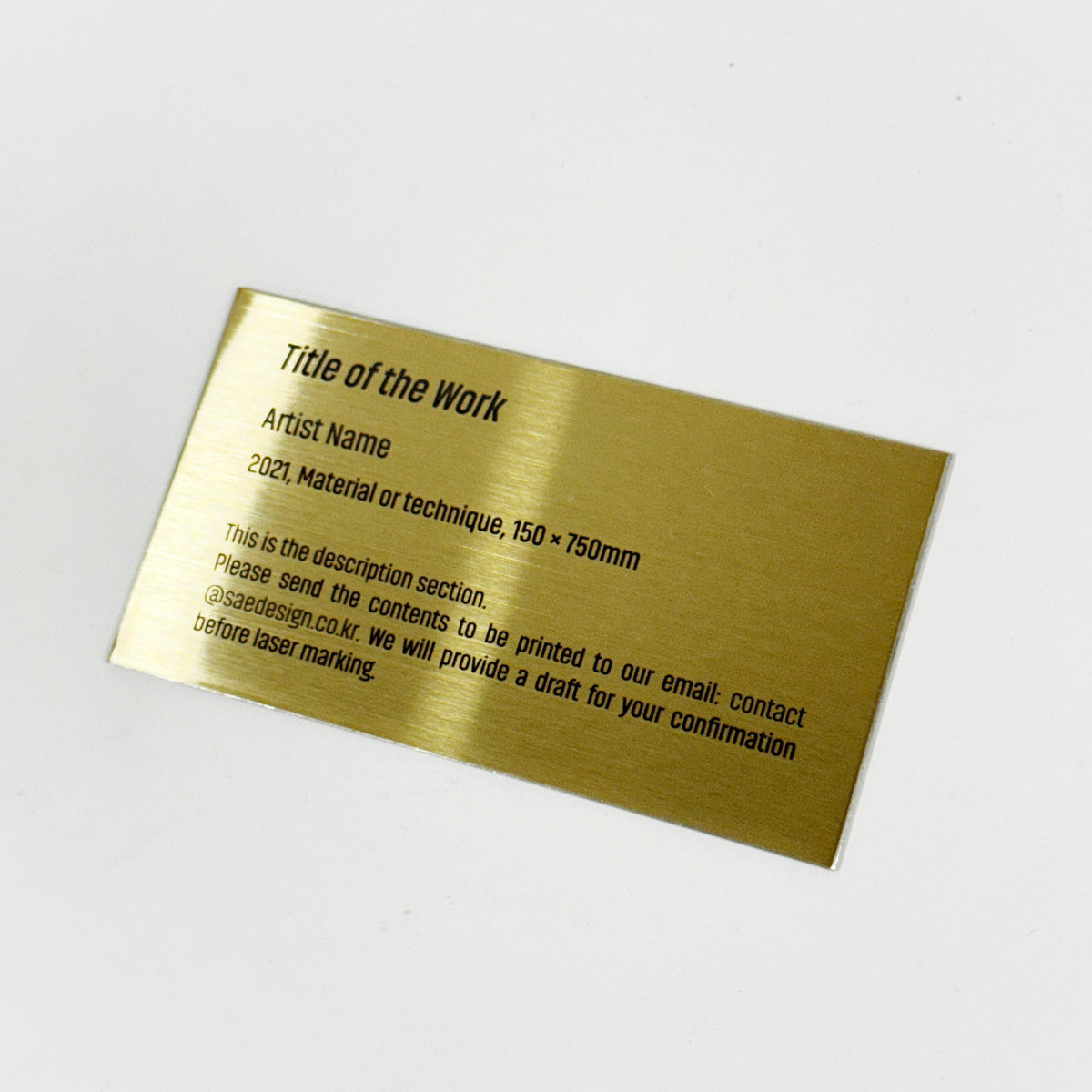 Stainless steel caption plate, gold, 110×60mm from SIDE collection