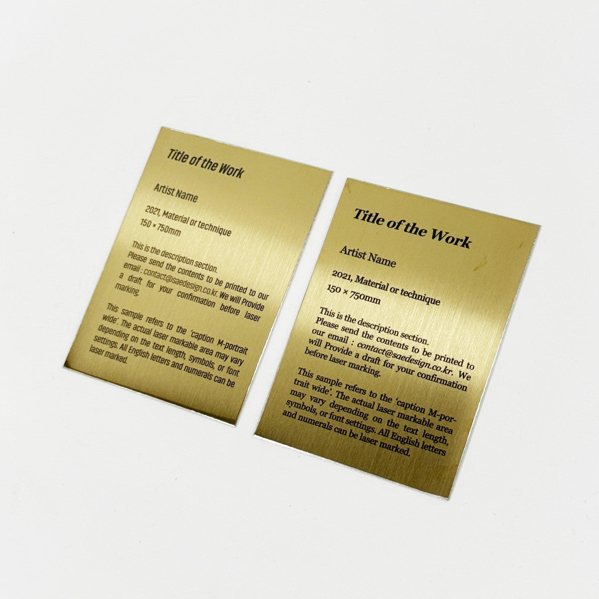 Stainless steel caption plate, gold, 80×110mm from SIDE collection