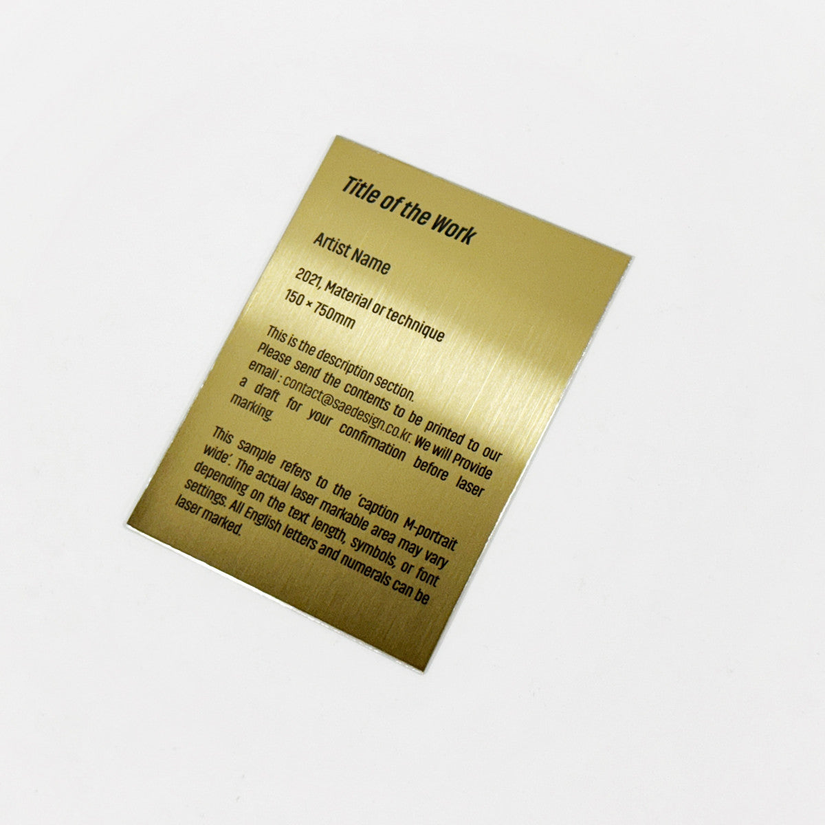 Stainless steel caption plate, gold, 80×110mm from SIDE collection