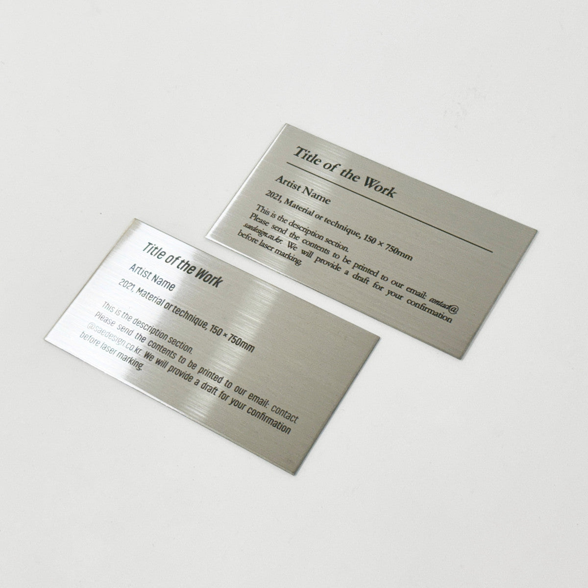 Stainless steel caption plate, silver, 110×60mm from SIDE collection