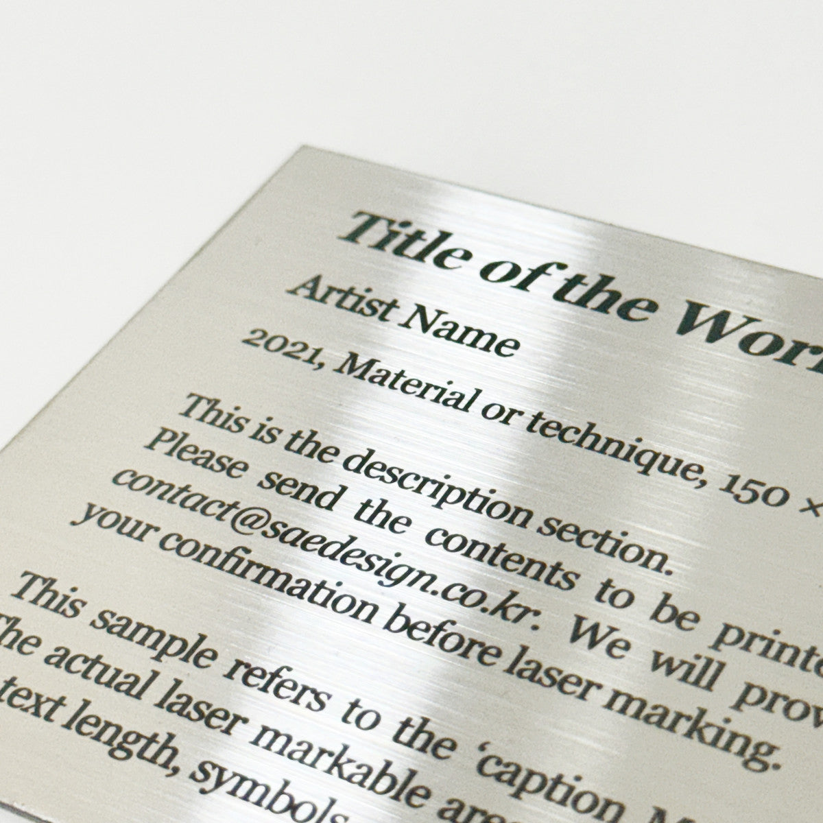 Stainless steel caption plate, silver, 110×80mm from SIDE collection