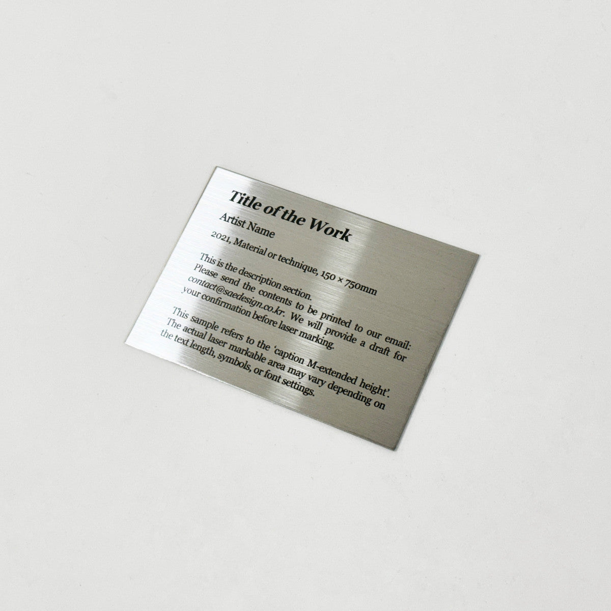 Stainless steel caption plate, silver, 110×80mm from SIDE collection