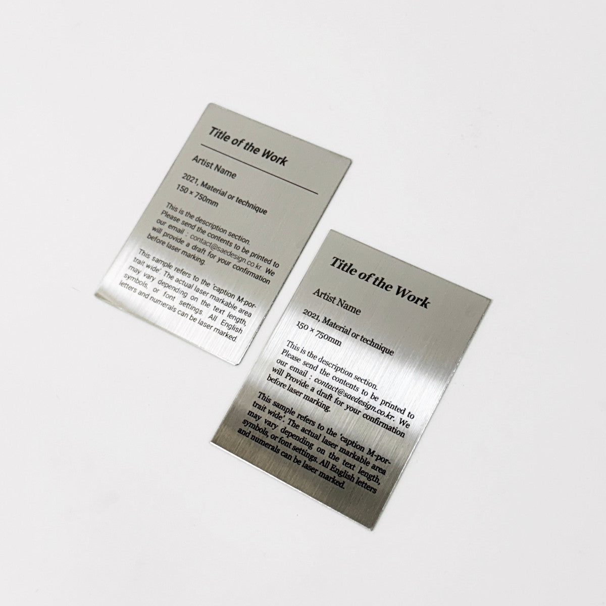 Stainless steel caption plate, silver, 80×110mm from SIDE collection