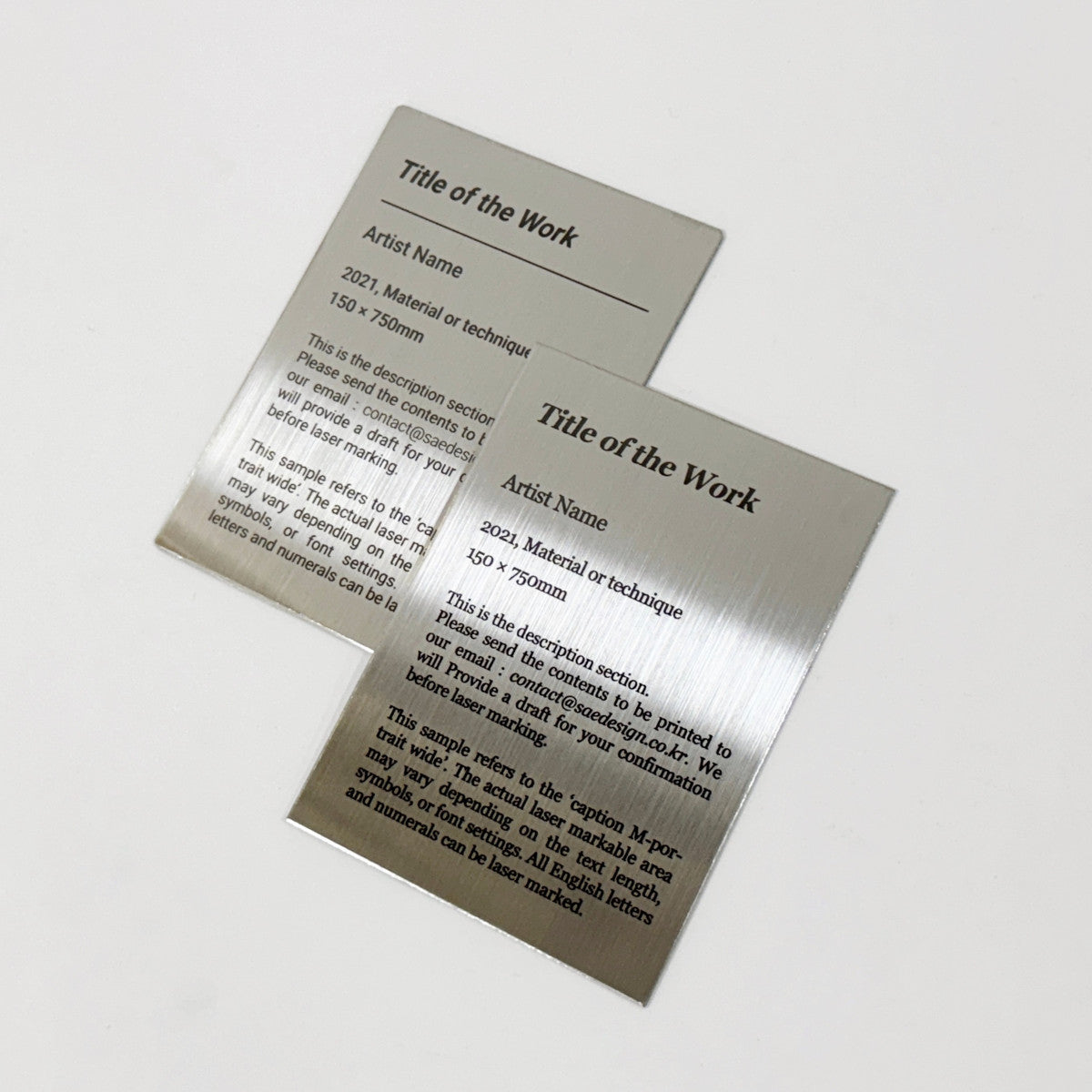 Stainless steel caption plate, silver, 80×110mm from SIDE collection