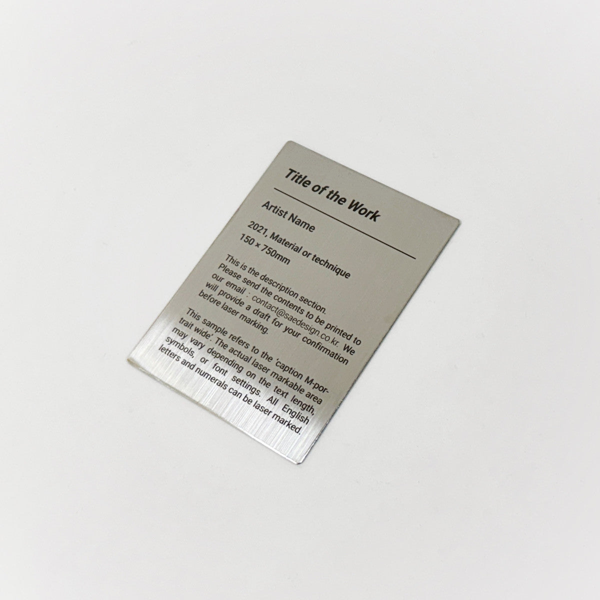 Stainless steel caption plate, silver, 80×110mm from SIDE collection