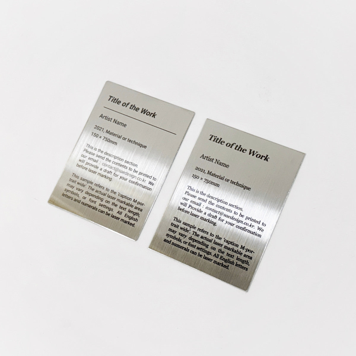 Stainless steel caption plate, silver, 80×110mm from SIDE collection